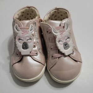 Born Girls 5 Bailey Mika Pink Silver Side Zipper Lace Low Top Shoes Sparkle Lama